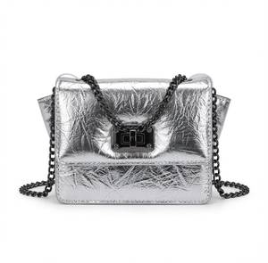 Borsa a tracolla da sera metallizzata con catene e fodera in poliestere per donna - Product Image 2