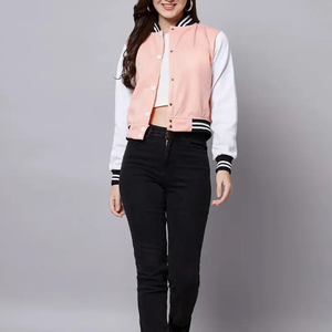 Veste Letterman recadrée personnalisée pour femmes nouveauté hiver automne vêtements coton rempli Varsity Style vente en gros veste polaire - Product Image 4