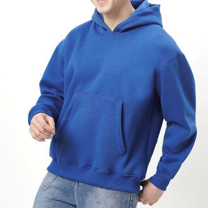 เสื้อฮู้ดโอเวอร์ไซส์ของผู้ชาย500GSM มีฮู้ดสีฟ้าแบบสวมหัวมีฮู้ดสไตล์สตรีทพิมพ์ลายพัฟแบบกำหนดเอง - Product Image 5