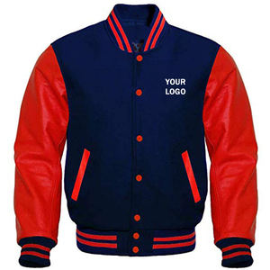 Vestes universitaires personnalisées Corps en laine Manches en cuir avec chenille et patchs brodés Veste collège unisexe OEM - Product Image 2