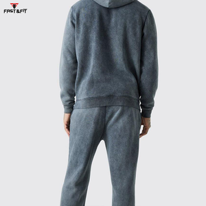 Chándal personalizado a precio barato para hombre, conjunto de chándal de dos piezas para correr, conjunto de chándal de lavado ácido de último estilo - Product Image 5