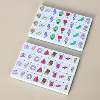 128 tuiles Push Tile Block White Food VS Animal Seaside Escape Mahjong Game Set avec dessin animé