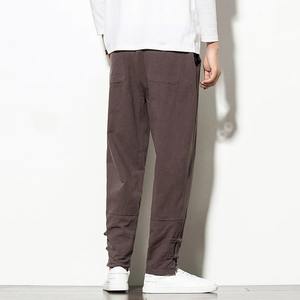 Pantalon en lin 100% coton pour homme, pantalon décontracté ample, pantalon large, pantalon de survêtement ample, pantalon de jogging d'été chinois en velours côtelé - Product Image 4