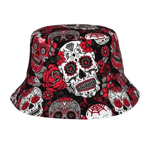 หมวกทรงกระบอกผ้าฝ้ายใส่ได้ทั้งชายและหญิงหมวกกันแดดกลางแจ้งปรับได้ลายดอกไม้กะโหลกสำหรับการเดินทางชายหาดเครื่องแต่งกายแนวสตรีทสไตล์ใหม่2025 - Product Image 5
