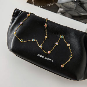 <span class=keywords><strong>Collar</strong></span> Clásico JD en Forma de Y con Colgante de Borla y Estrás de Colores Incrustado en Acero Inoxidable y Oro de 18K - Product Image 6