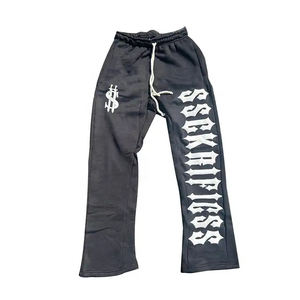 <b>Men's</b> Streetwear Solid <b>Sweat</b> Flared <b>Pants</b> Custom Fleece Stacked Flare <b>Sweat</b> <b>Pants</b> <b>Men</b> on Sale Now - Product Image 5