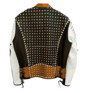 Vestes en cuir Rock Punk, cuir véritable de haute qualité, veste moto cool, design classique slim fit, tendance, vêtements décontractés - Product Image 3