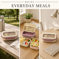 Boîte à lunch en paille de blé avec couvercle transparent, clips latéraux, compartiments séparés, récipient bento réutilisable pour le bureau, l'école, les pique-niques