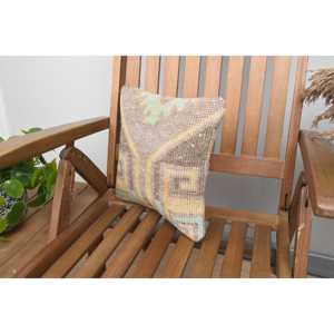 Luxe 18x18 Beige Kilim Patchwork Laine Oreiller 12x12 Pouces Rustique Imprimé Floral Coussin pour Literie Plancher Portable Tissé - Product Image 3