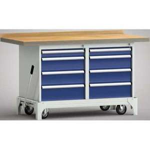 Banco da lavoro mobile 1500x700x871 mm LxPxH 8 cassetti e sistema di sollevamento - Product Image 1