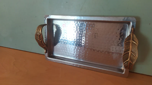 Plateau de service décoratif en aluminium et laiton avec motif floral idéal pour la décoration de la salle à manger et du salon - Product Image 6