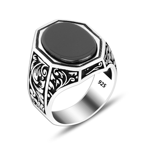 Onyx Stone <b>Men</b> <b>Ring</b> 925 <b>Silver</b> Jewelry Wholesale <b>Silver</b> <b>Ring</b> <b>for</b> <b>Men</b> Art Design Vintage Luxury Shinning Fine Jewelry <b>Rings</b> - Product Image 5