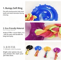 Jouets à mâcher pour chiots en TPR souple avec corde, jouets interactifs pour chiens, jouets pour animaux de compagnie, vente en gros, ensemble de bagues sucettes