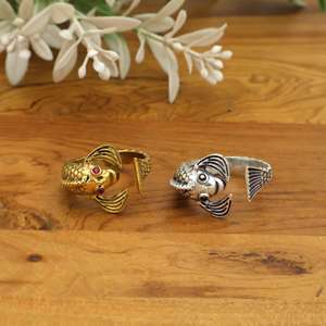 Vintage Fish Wrap <b>Ring</b> Adjustable Open <b>Ring</b> for Women Men | Gold Silver Animal <b>Statement</b> <b>Ring</b> | Bohemian Gothic Punk Jewelry - Product Image 3