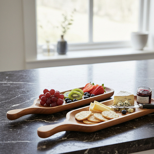 Plateaux de service en bois naturel de qualité supérieure, finition lisse, lavables au lave-vaisselle, réutilisables pour le service de nourriture et de boissons, décoration de la maison, utilisation en hôtellerie - Product Image 6