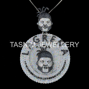 Colgantes Personalizados de Plata de Ley 925 con Baño de Oro de 10K, Estilo Hip Hop, con Moissanita VVS, Nombre Personalizado, Dije Cristiano, para Fiestas - Product Image 3