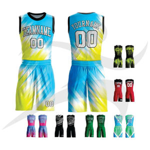 เสื้อเจอร์ซีย์บาสเก็ตบอลกางเกงขาสั้นและกางเกงขาสั้นเสื้อบาสเก็ตบอลพิมพ์ซับลิเมชันสำหรับฤดูร้อน - Product Image 1
