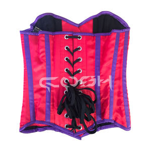 Corsé sexy de satén con cierre de varillas de acero en rojo y morado - Product Image 6