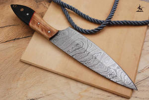 Cuchillo de Cocina Personalizable de Acero de Damasco Hecho a Mano con Mango de Madera, Soporte OEM - Product Image 2