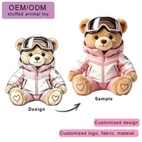 Peluches personnalisées en forme d'ours en peluche de ski, rembourrage en coton PP, jouets doux, jouets en peluche pour couples, animaux en peluche pour cadeaux
