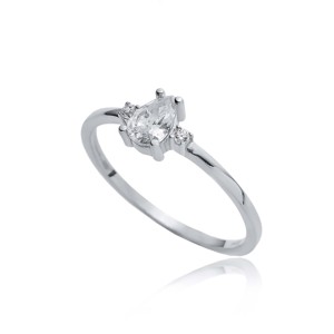 Pear Drop Cut <b>CZ</b> Stone Cluster <b>Ring</b> Wedding Party Turkish Handmade 925 Sterling Silver Jewelry - Product Image 5