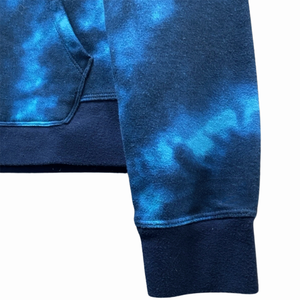 Venta caliente de las mujeres Blue Tie Dye Pullover Hoodie Cotton Fleece Cropped Pullover Hooded Streetwear Top - Product Image 4