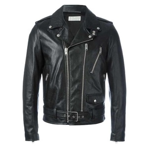 Chaqueta de motorista de cuero para hombre, chaqueta bomber de moda con cuello con capucha y cremallera frontal negra personalizada - Product Image 1