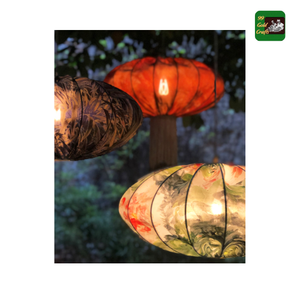 Silk <b>Lantern</b> using high quality Vietnamese silk and collapsible metal frame ideal for cultural display or indoor use - Product Image 1