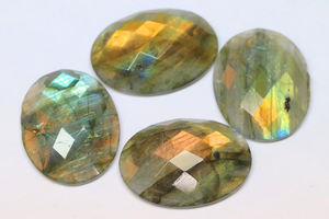 Labradorite Damier Ovale Dos Plat Pierre Multi Flashy Labradorite Pierre Libre Pour Bijoux 10x8mm à 20x15mm - Product Image 2