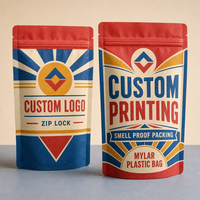 Sachets Doypack Personnalisés Anti-Odeur avec Fermeture Zip Imprimée, Emballage en Plastique Ziplock Personnalisé avec Logo, Sachets Mylar Autoportants