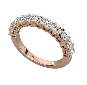 แหวนเพชรดีไซน์คลาสสิก แหวนหมั้นแบบครึ่งวงกลม ชุบทองคำแท้ 14K ประดับเพชรทรงบริลเลียนต์ มอยส์ซาไนต์เพาะเลี้ยงในห้องปฏิบัติการ - Product Image 1