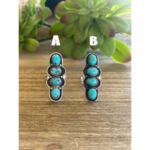 Southwest Kingman Turquoise & Sterling Silver <b>Adjustable</b> <b>Ring</b> Trendy Stainless Steel Shadowbox Bezel Setting Perfect Gift - Product Image 2