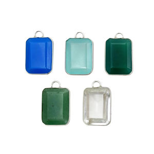 Pendentif en aventurine verte taille émeraude 20x15mm, forme octogonale, serti en argent sterling 925, bijoux en aventurine verte d'Inde - Product Image 4