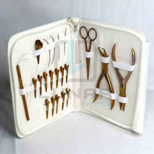 Kit d'outils d'extension de cheveux en acier inoxydable or rose Plasma I Tip avec crochet à boucle Pince à cheveux avec filetage en boîte Aiguilles en forme de C - Product Image 3