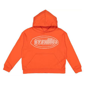 Sudaderas con capucha térmicas de rizo francés 100% algodón lavado ácido con diamantes de imitación bordado estampado de hojaldre sudaderas con capucha recortadas de gran tamaño - Product Image 6