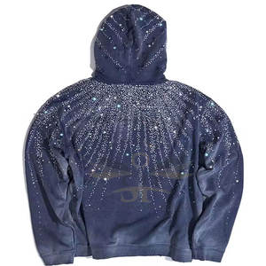 Sudadera con capucha de moda con diamantes de imitación, ropa de calle de moda con detalles de cristales brillantes, Sudadera con capucha con diamantes de imitación para adultos - Product Image 2