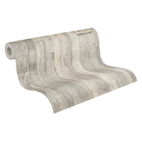Papier peint floral fabriqué en Allemagne, rouleaux aspect bois gris beige crème, vinyle non tissé, décoration intérieure, 10,05 x 0,53 m, salon, hôtel