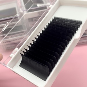 Aceptamos personalización, precio barato, recién llegado, ventiladores de pestañas de rizo estable, ventiladores de envoltura hechos a mano, extensiones de pestañas Ultra oscuras - Product Image 2