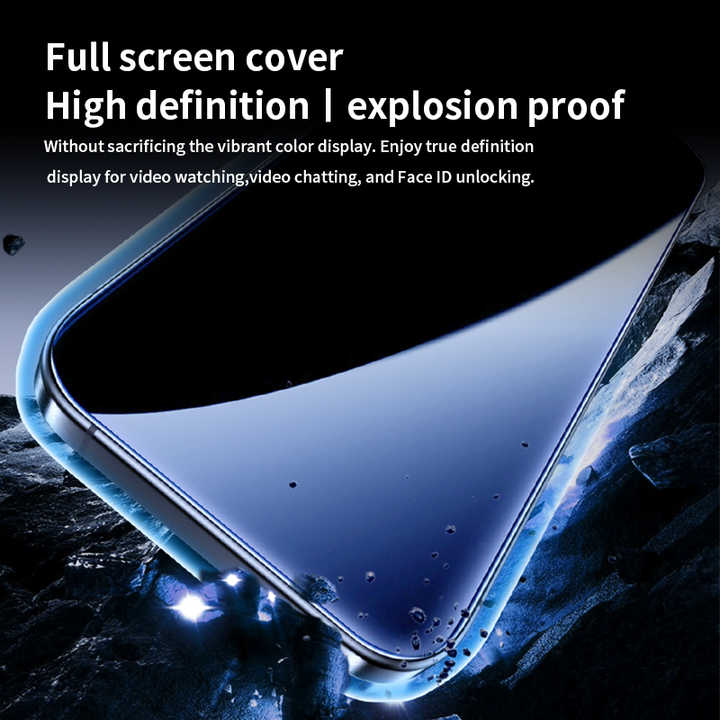 Ultra-Thin 3D Tempered Glass Screen Protector iPhone 14 11 Pro Max iPhone 8 7 Plus Samsung-Waterproof Anti-Spy Anti-Explosion