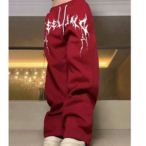 Vente en gros de pantalons de survêtement en éponge française délavés délavés en coton unisexe pantalon de survêtement évasé ample ample unisexe - Product Image 4