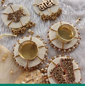 Diwali Decor White Beads <b>Tealight</b> <b>Holders</b> for Joyful Celebrations Wedding Event Purpose Diwali Diya Gift Festive - Product Image 2