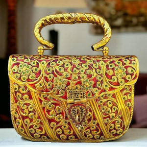 Handmade Brass Metal Purse Hand <b>Clutch</b> Handbag For Women Party Bride Marriage <b>Clutch</b> For Women From India - Product Image 1
