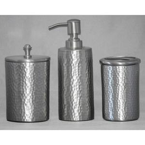 Ensemble d'accessoires de salle de bain moderne en métal argenté poli Distributeur de savon de style contemporain Porte-brosse à dents Boîte à mouchoirs Porte-savon - Product Image 3