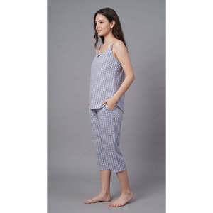 Women's Premium Rayon Sleeveless Top Capri Loungewear Set Soft Breathable Summer Night Suit Solid Comfortable (NCSRY115SB) - Product Image 5