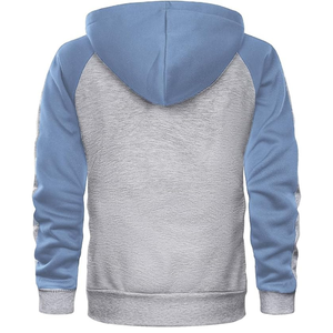 Sweat à capuche zippé moderne à blocs de couleur pour homme en gris et bleu - Sweat à capuche élégant et confortable pour les sorties décontractées - Product Image 2