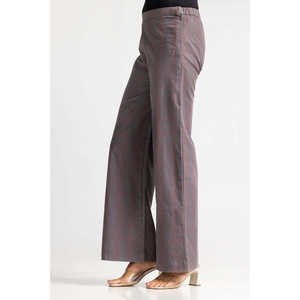 Pantalon large gris pour femme WM-TRC-SS24-021 Taille mi-haute Coupe ample Teinture unie Lavage coloré - Product Image 1