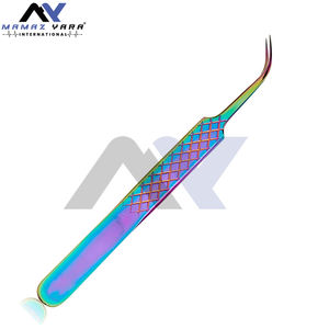 Gratis Personalizar Logo Puntiagudo Curvo Multi Color Pinzas para cejas de pestañas-Acero inoxidable profesional - Product Image 4