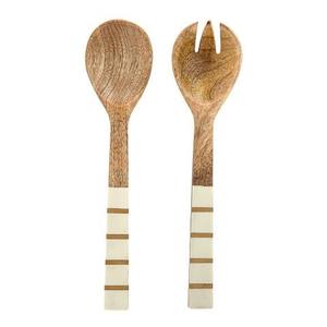 Ensemble de 2 spatules en bois avec manche en résine et ustensiles faits à la main durables - Product Image 1