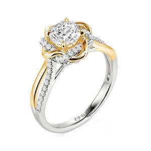Bague de fiançailles Jeulia Two Tone Love Knot en or avec zircon rond taillé - Product Image 2