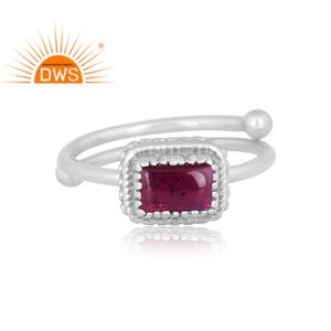 แหวนพลอยโกเมนธรรมชาติแบบเรียงซ้อนได้ทำจากเงินแท้925ล่าสุด - Product Image 2